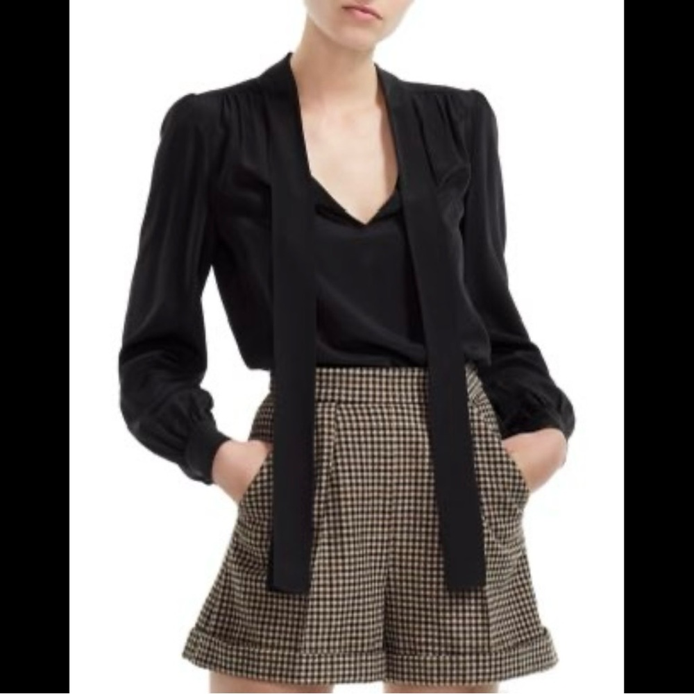 MAJE (NWT) "Loisa" Silk Shirred Tie Blouse